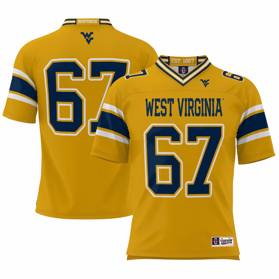 #1 West Virginia Mountaineers GameDay Greats Youth Football Jersey - Gold