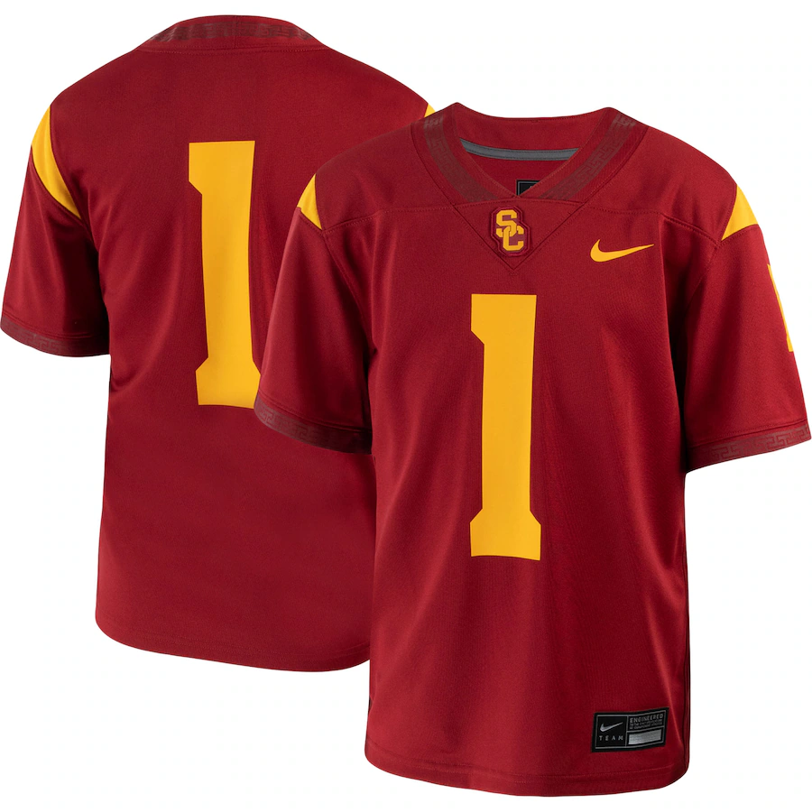#1 USC Trojans Nike Youth 1st Armored Division Old Ironsides Untouchable Football Jersey - Crimson