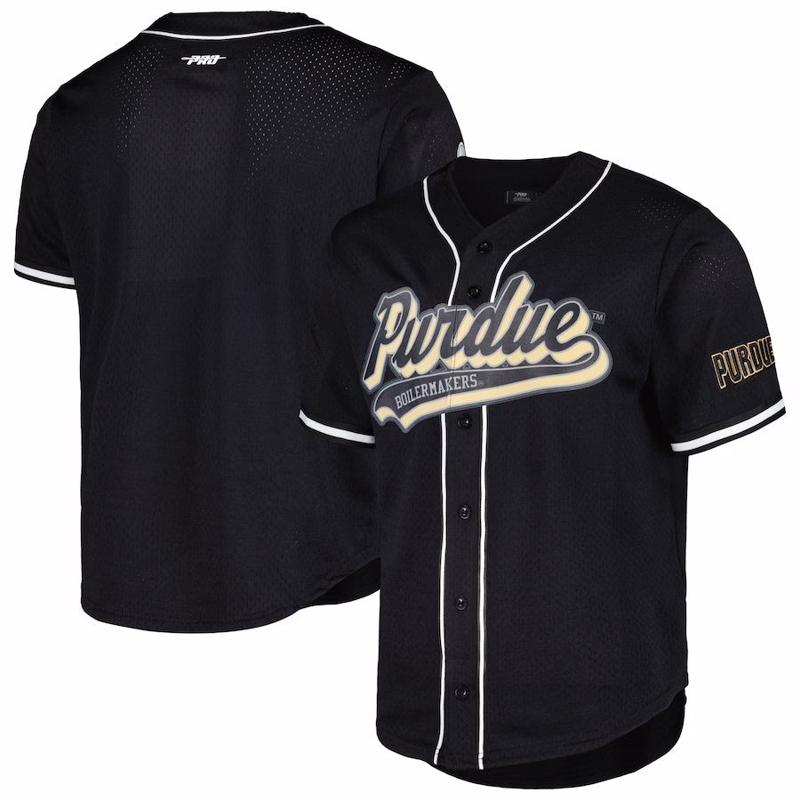 Purdue Boilermakers Pro Standard Mesh Full-Button Replica Baseball Jersey - Black