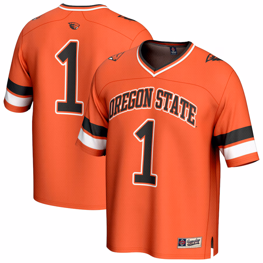 GameDay Greats #1 Orange Oregon State Beavers Lightweight Collegiate Football Fashion Jersey