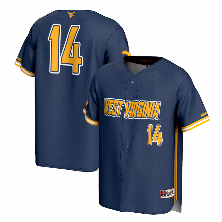 Youth GameDay Greats #14 Navy West Virginia Mountaineers Lightweight Baseball Fashion Jersey