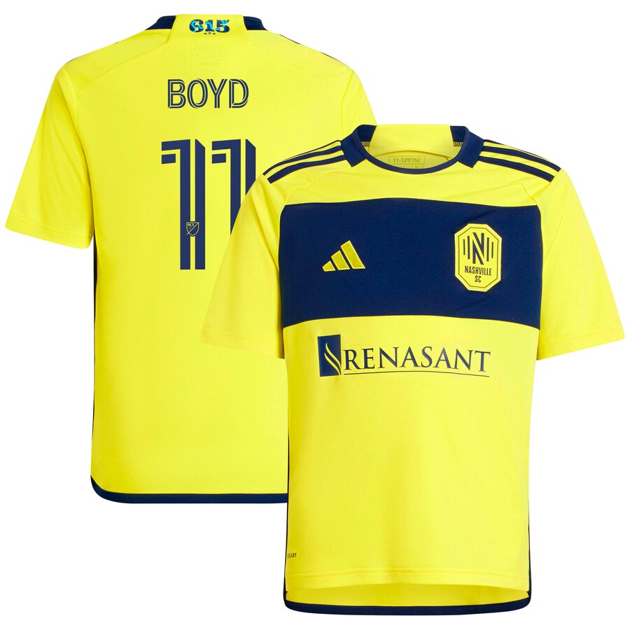 Youth Nashville SC Tyler Boyd adidas Yellow 2024 The 615 Kit Replica Player Jersey