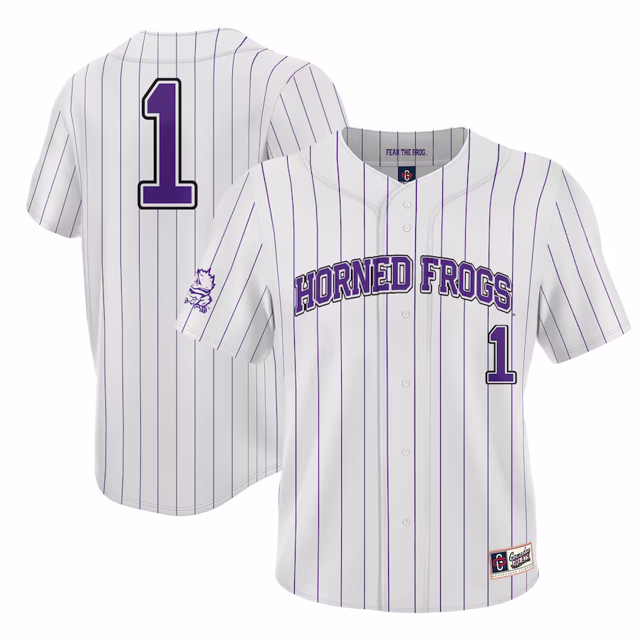 #1 TCU Horned Frogs GameDay Greats Lightweight Baseball Jersey - White