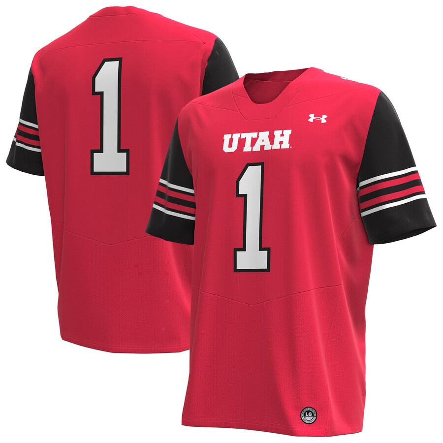 #1 Utah Utes Under Armour Replica Football Jersey - Red