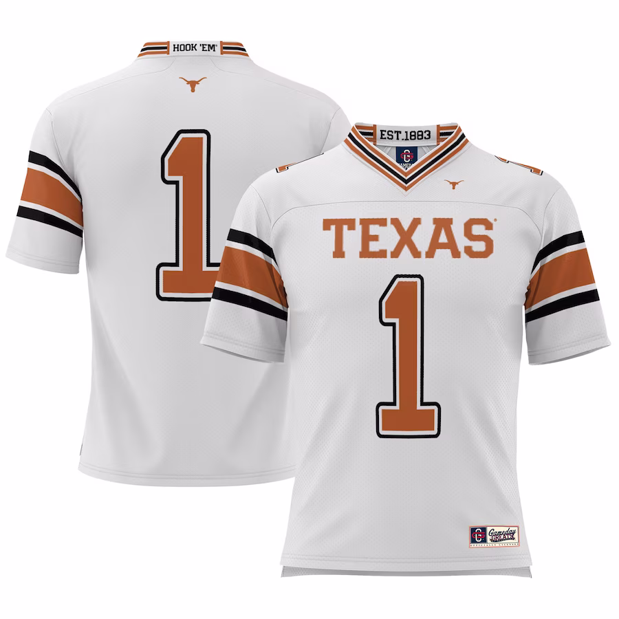 #1 Texas Longhorns GameDay Greats Youth Football Jersey - White