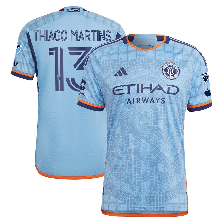 Men's New York City FC Thiago Martins adidas Sky Blue 2024 The Interboro Kit Authentic Player Jersey