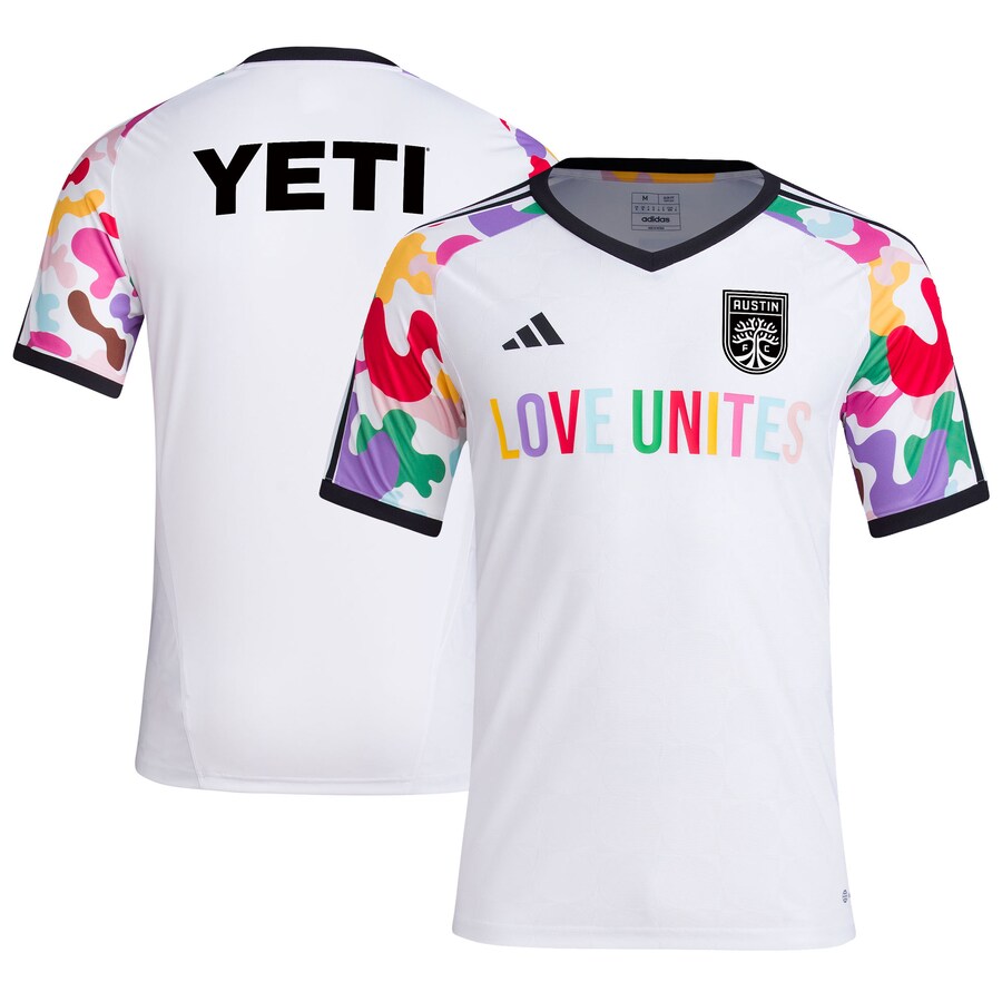 Men's Austin FC adidas White 2023 Pride Pre-Match Top