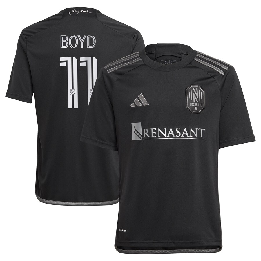 Youth Nashville SC Tyler Boyd adidas Black 2024 Man In Black Kit Replica Player Jersey
