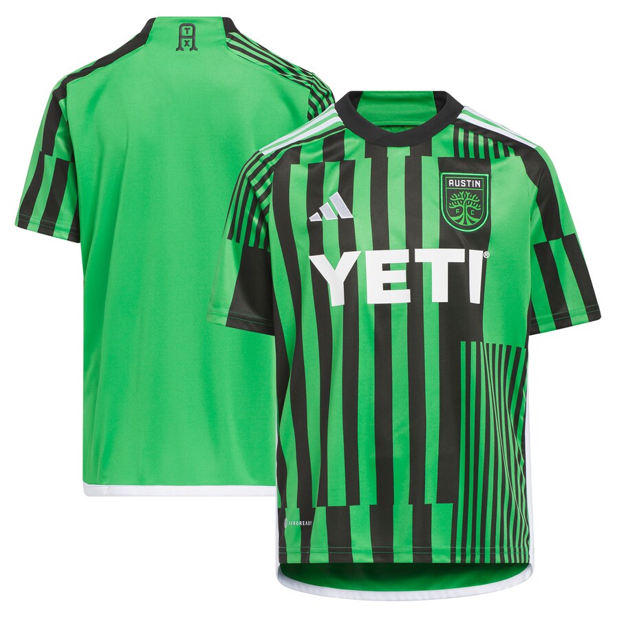 Youth Austin FC adidas Green 2023 Las Voces Kit Replica Jersey