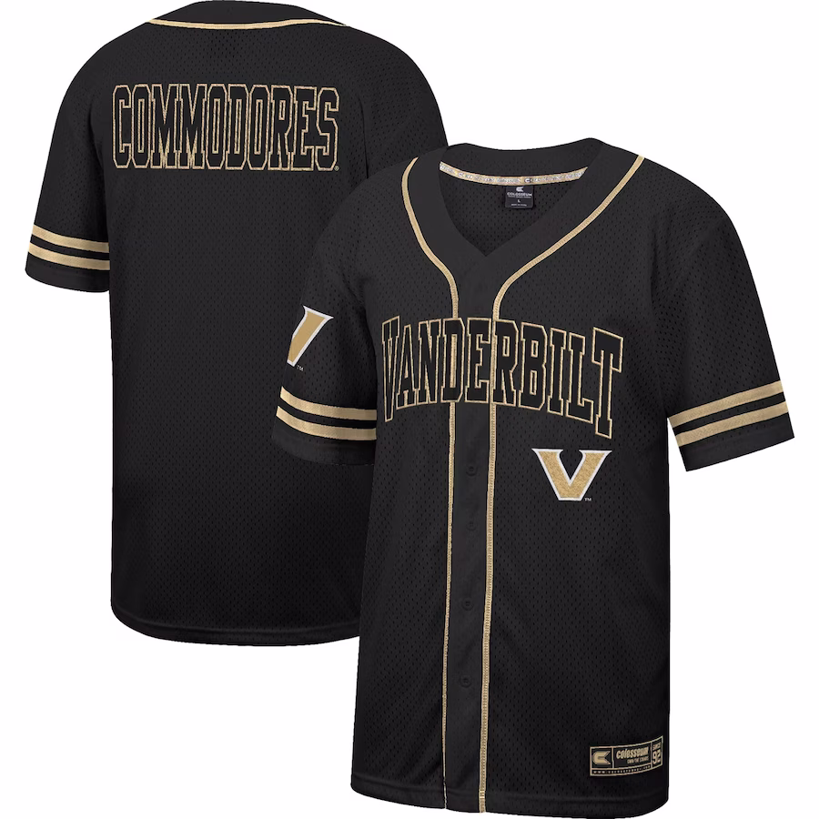 Vanderbilt Commodores Colosseum Free Spirited Mesh Button-Up Baseball Jersey - Black