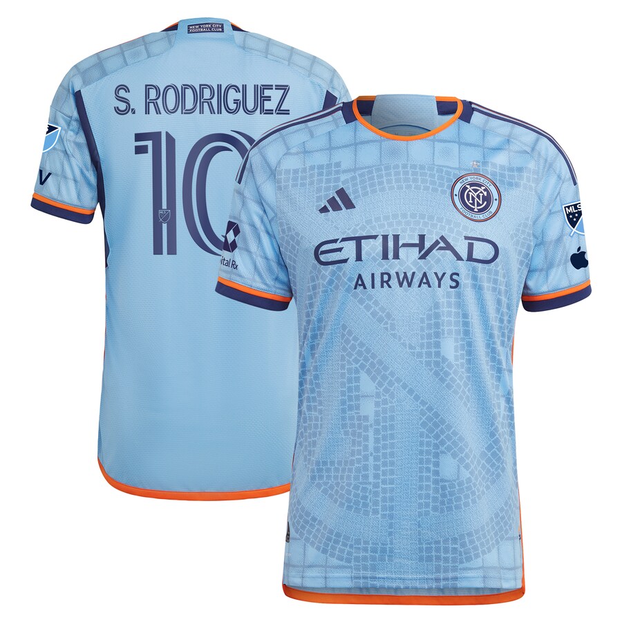 Men's New York City FC Santiago Rodríguez adidas Sky Blue 2024 The Interboro Kit Authentic Player Jersey
