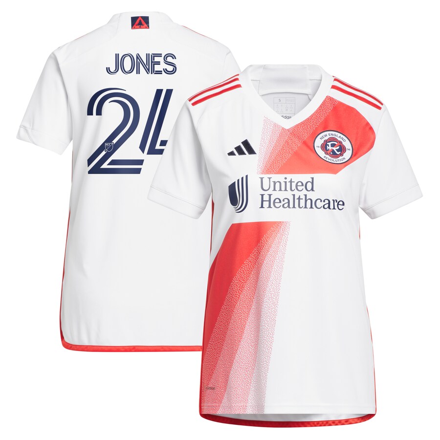 Women's New England Revolution DeJuan Jones adidas White 2023 Defiance Replica Jersey