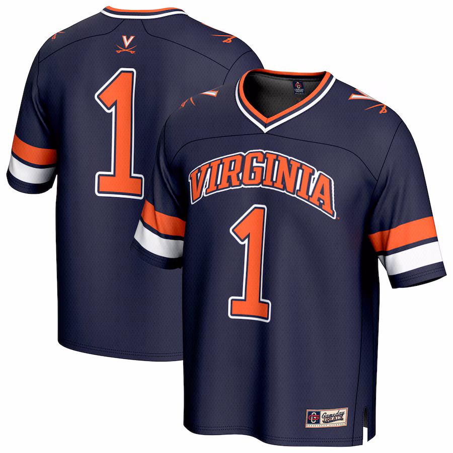 Youth GameDay Greats #1 Navy Virginia Cavaliers Lightweight Collegiate Football Fashion Jersey