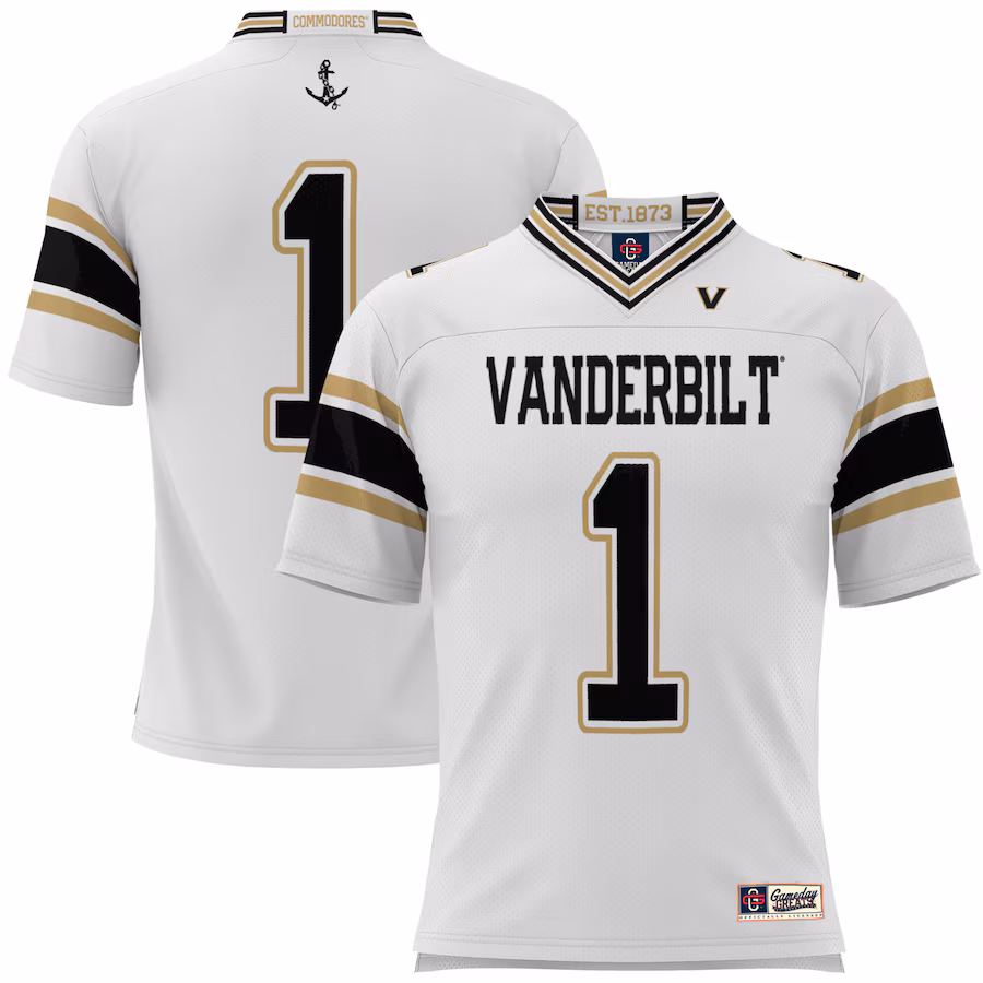 Men's GameDay Greats #1 White Vanderbilt Commodores Football Jersey