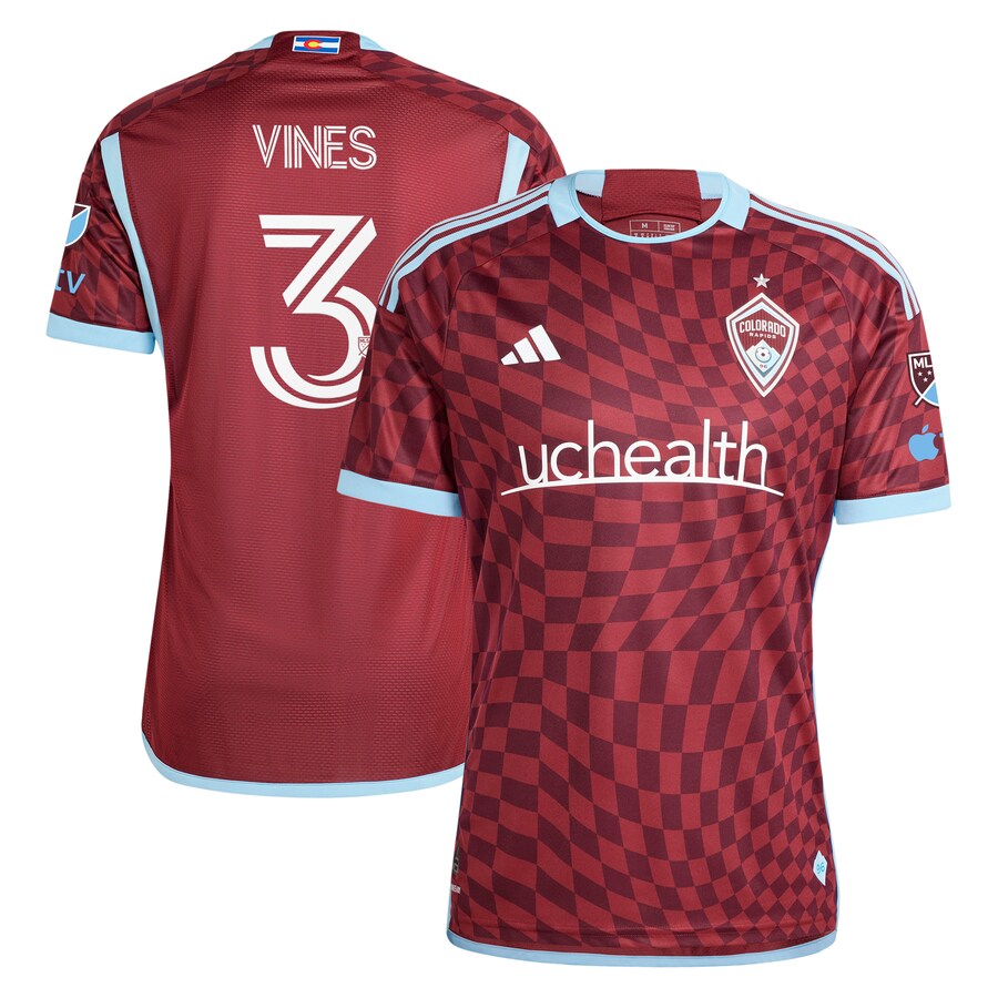 Men's Colorado Rapids Sam Vines adidas Burgundy 2024 One Flag Kit Authentic Player Jersey
