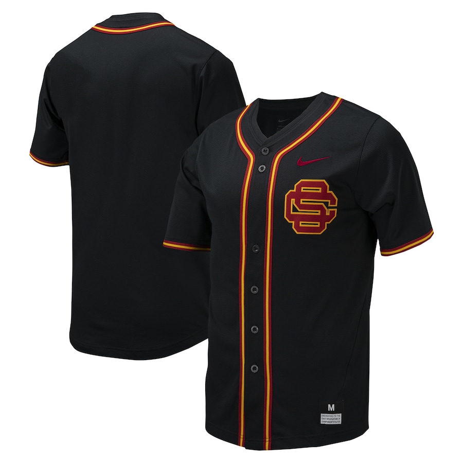 USC Trojans Nike Replica Full-Button Baseball Jersey - Black