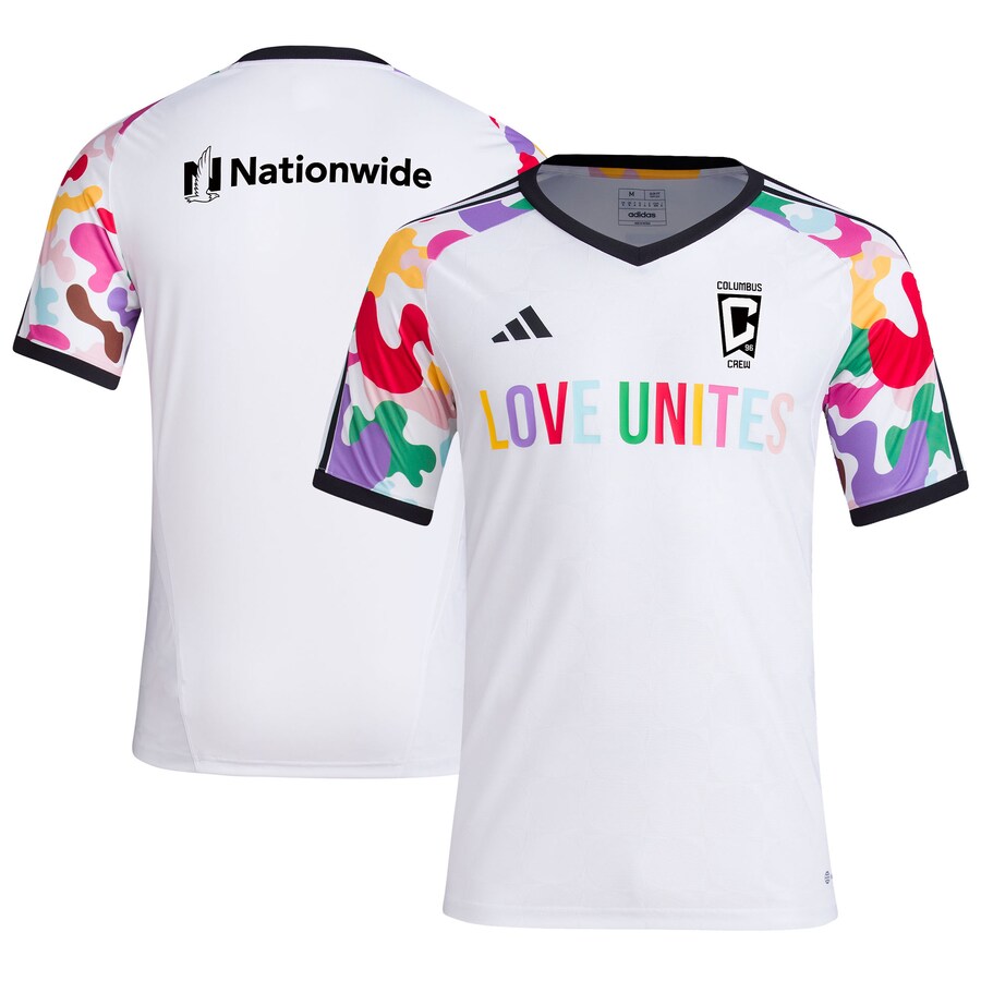 Men's Columbus Crew adidas White 2023 Pride Pre-Match Top