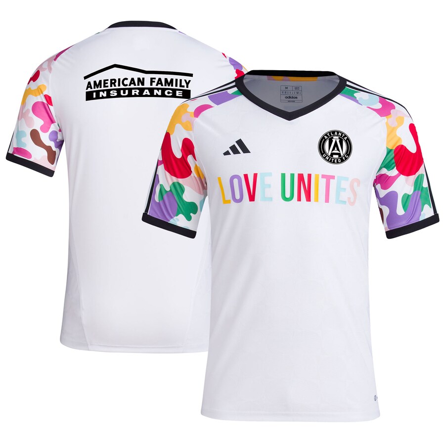 Men's Atlanta United FC adidas White 2023 Pride Pre-Match Top