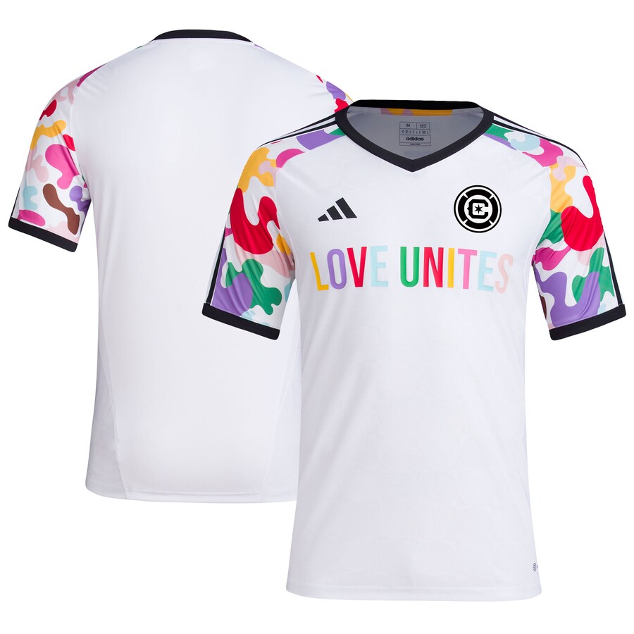 Men's Chicago Fire adidas White 2023 Pride Pre-Match Top