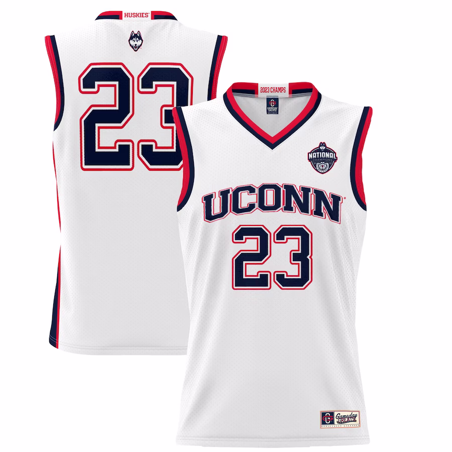 UConn Huskies GameDay Greats 2023 NCAA Men's Basketball National Champions Lightweight Basketball Jersey - White