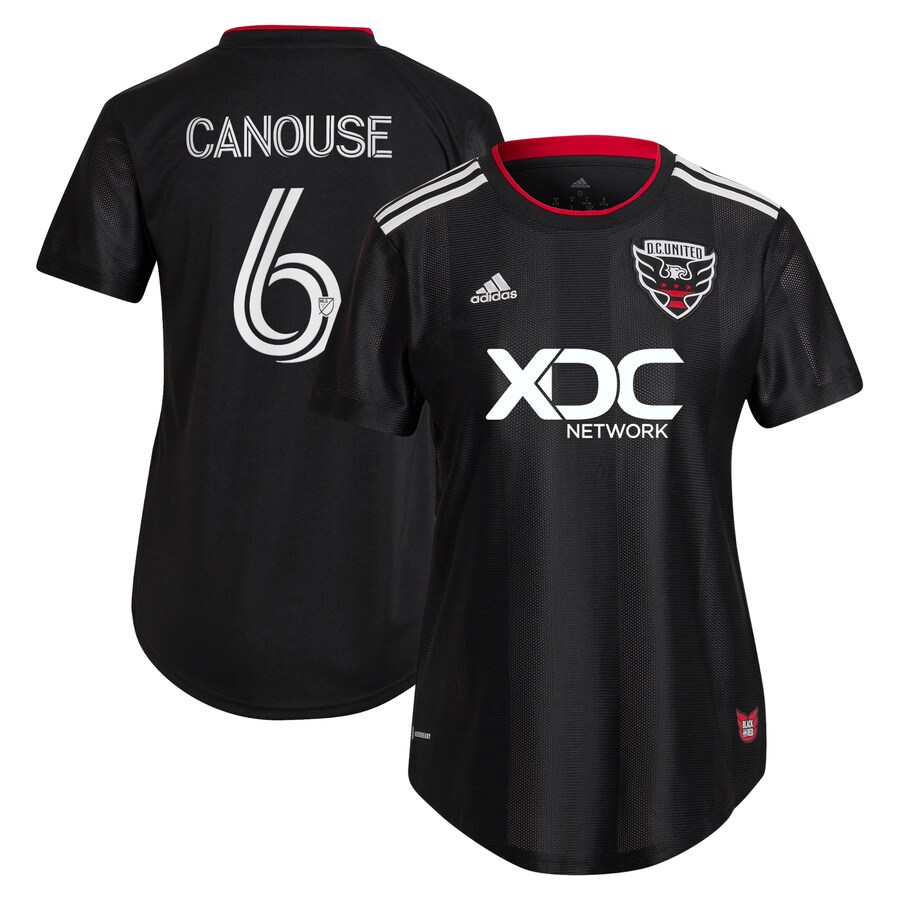 Women's D.C. United Russell Canouse adidas Black 2022 Black and Red Kit Replica Player Jersey