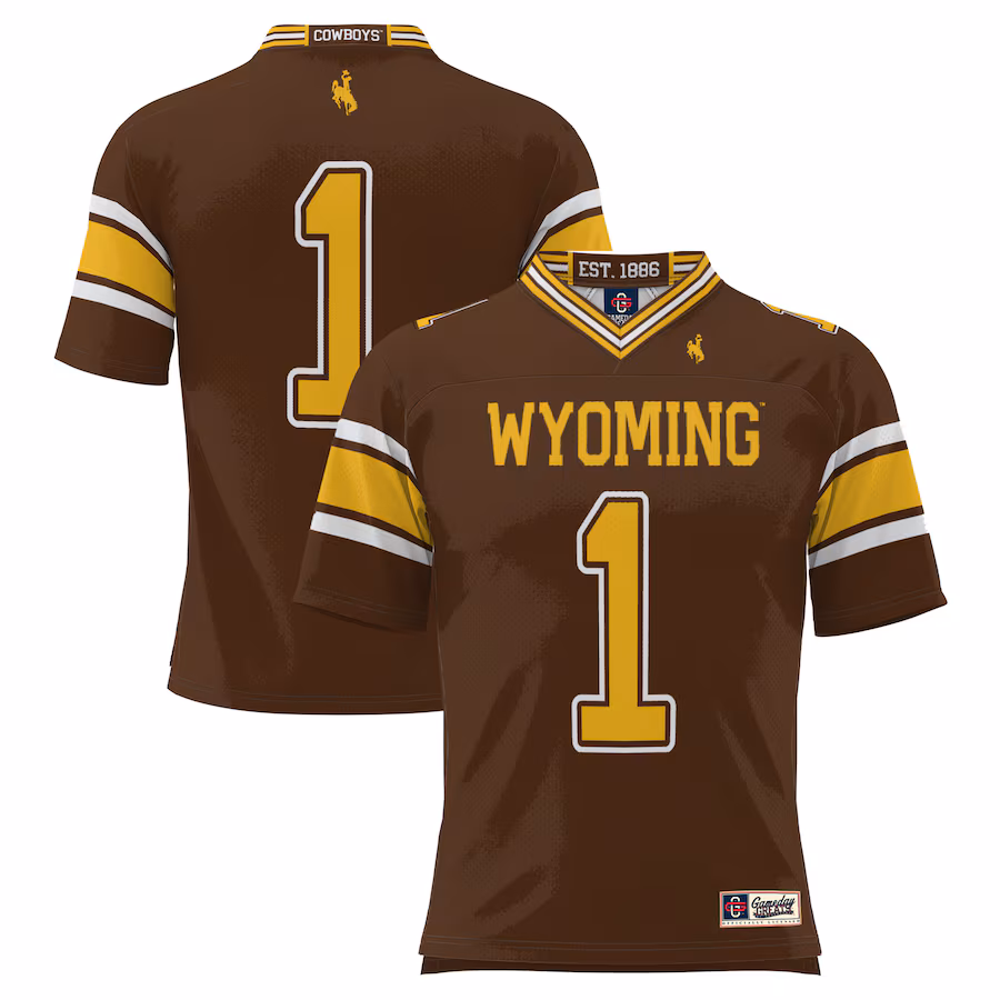 #1 Wyoming Cowboys GameDay Greats Youth Football Jersey �?Brown