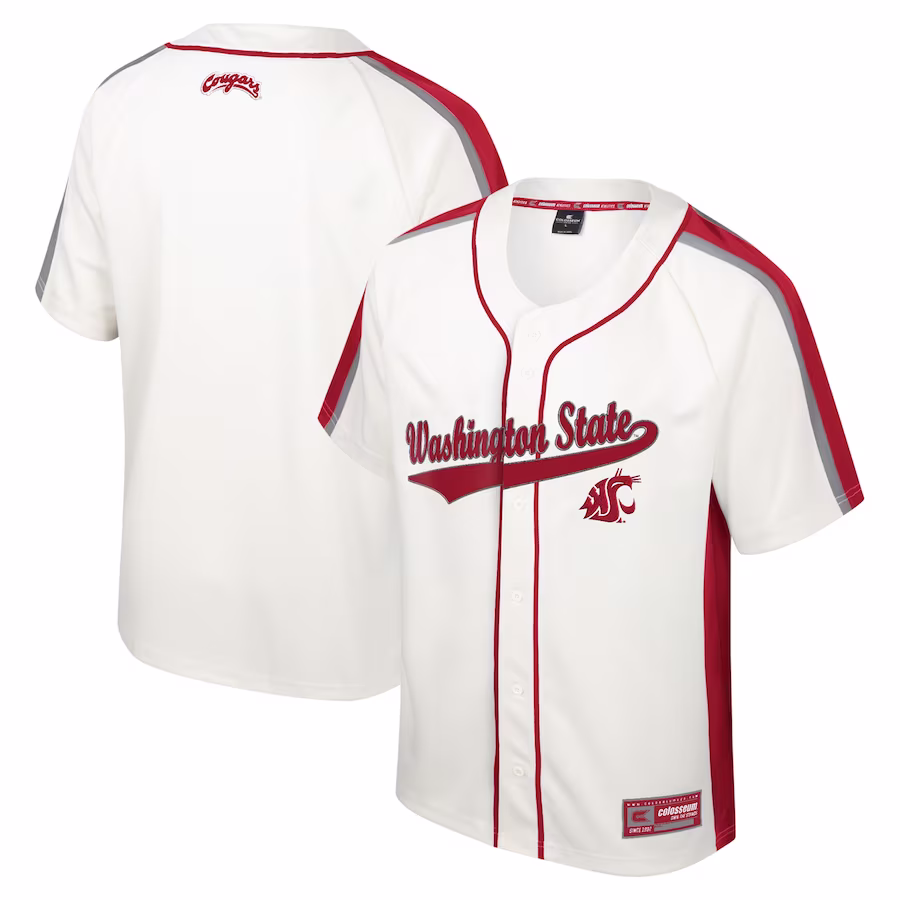 Washington State Cougars Colosseum Ruth Button-Up Baseball Jersey - Cream