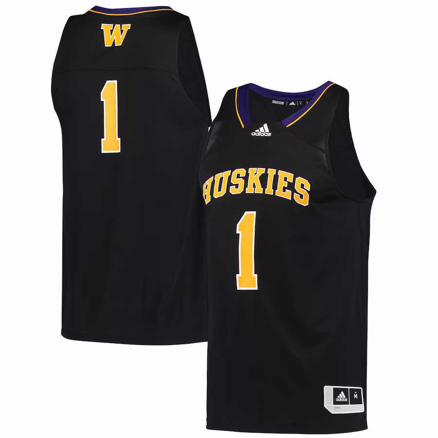 #1 Washington Huskies adidas Reverse Retro Jersey - Black