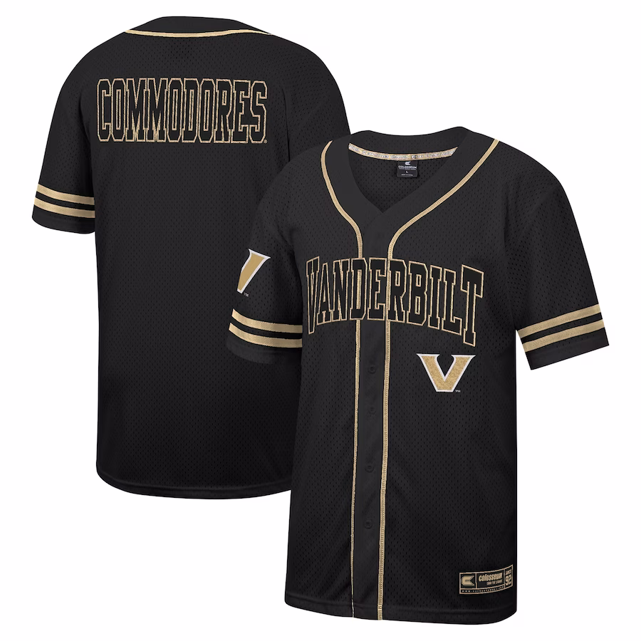 Vanderbilt Commodores Colosseum Free Spirited Mesh Button-Up Baseball Jersey - Black