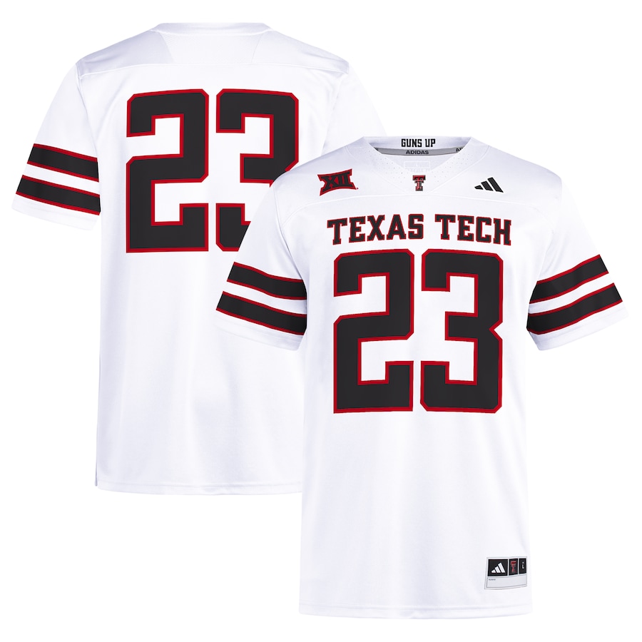 #23 Texas Tech Red Raiders adidas Away Premier Football Jersey �?White