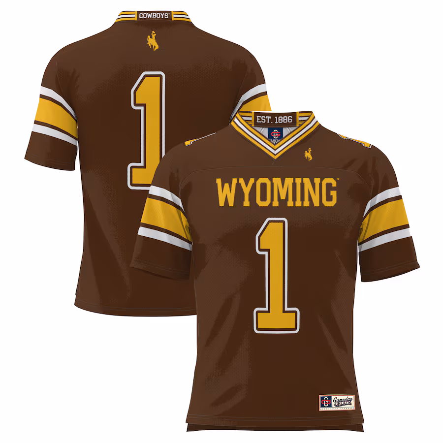 #1 Wyoming Cowboys GameDay Greats Football Jersey �?Brown