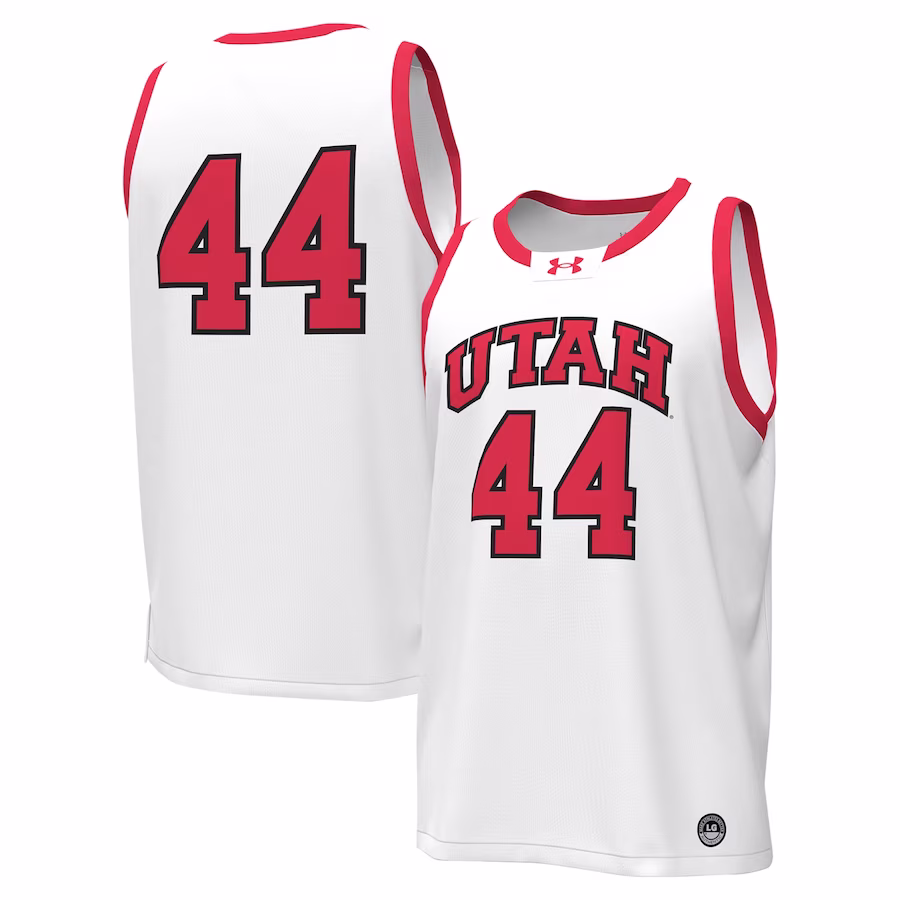 #44 Utah Utes Under Armour Replica Basketball Jersey - White