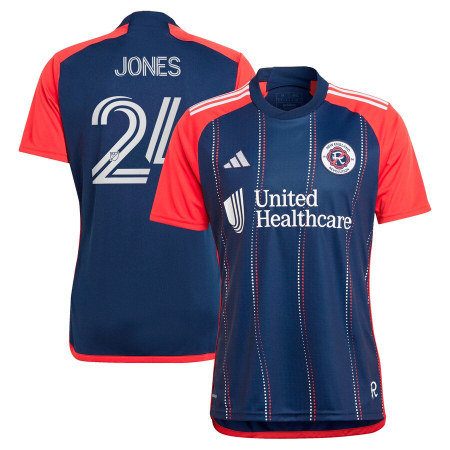 Men's New England Revolution DeJuan Jones adidas Navy 2024 Boston Tea Party Replica Player Jersey