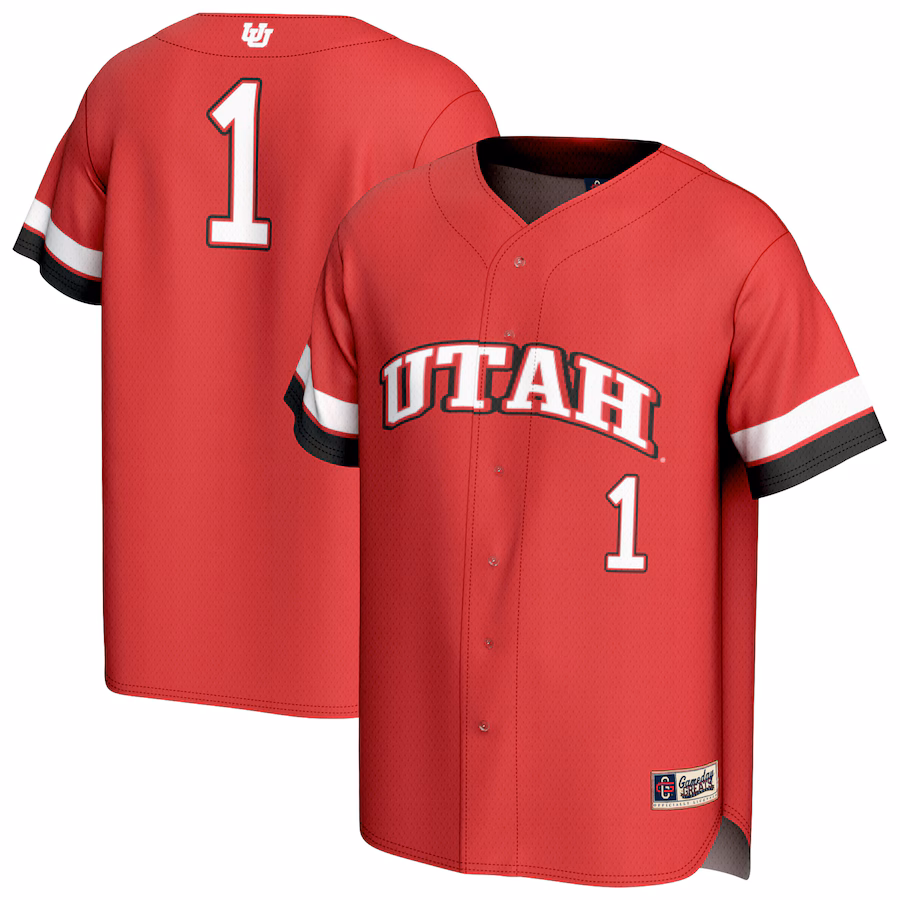 Unisex GameDay Greats #1 Red Utah Utes Lightweight Collegiate Baseball Fashion Jersey