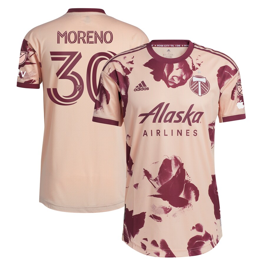 Men's Portland Timbers Santiago Moreno adidas Pink 2023 Heritage Rose Kit Authentic Player Jersey