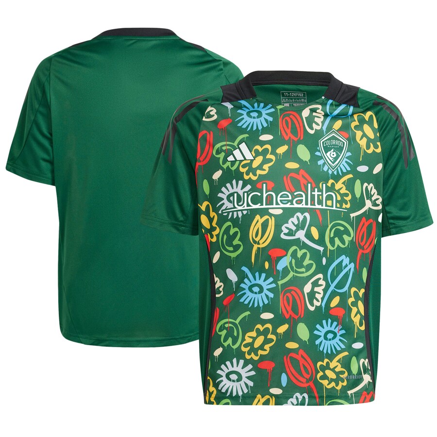 Youth Colorado Rapids adidas Green 2024 One Planet Pre-Match Top