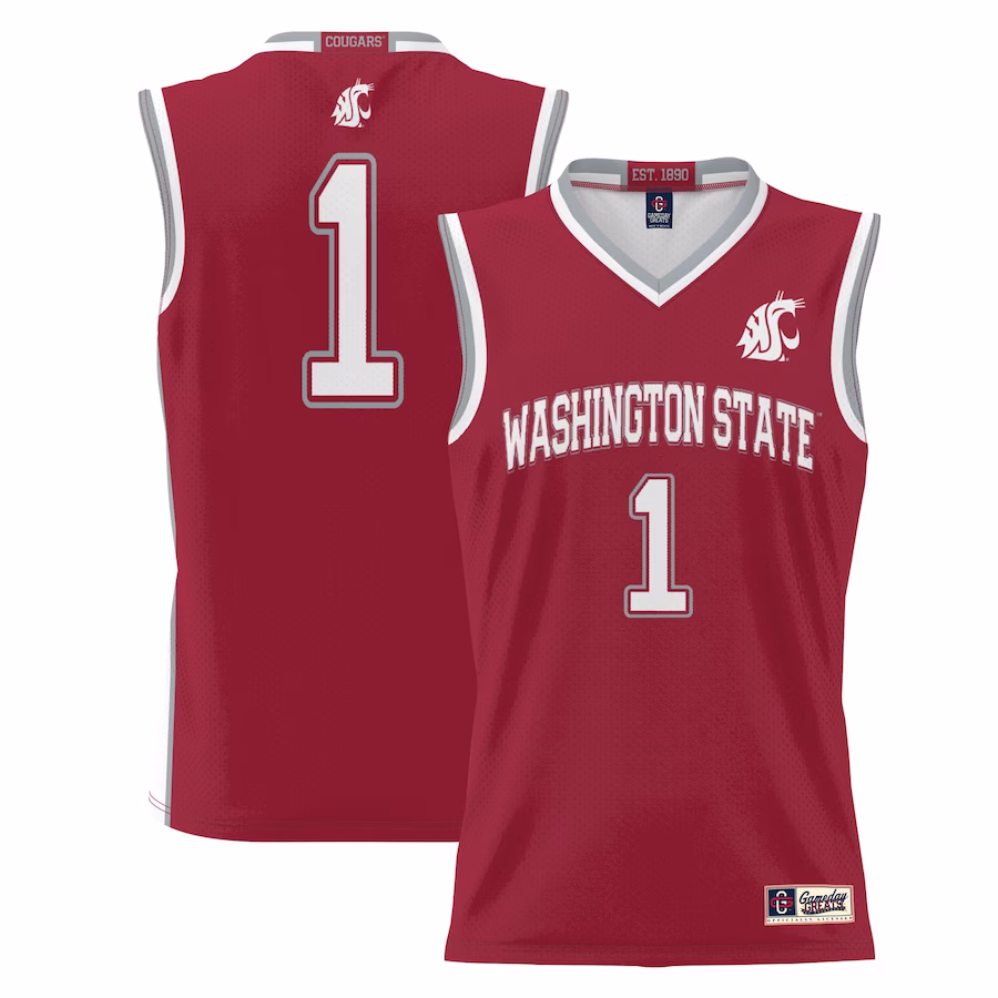 #1 Washington State Cougars GameDay Greats Youth Lightweight Basketball Jersey - Crimson