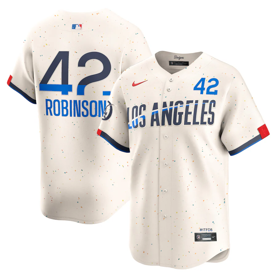 Men's Los Angeles Dodgers Jackie Robinson Nike Cream 2024 City Connect Limited Player Jersey