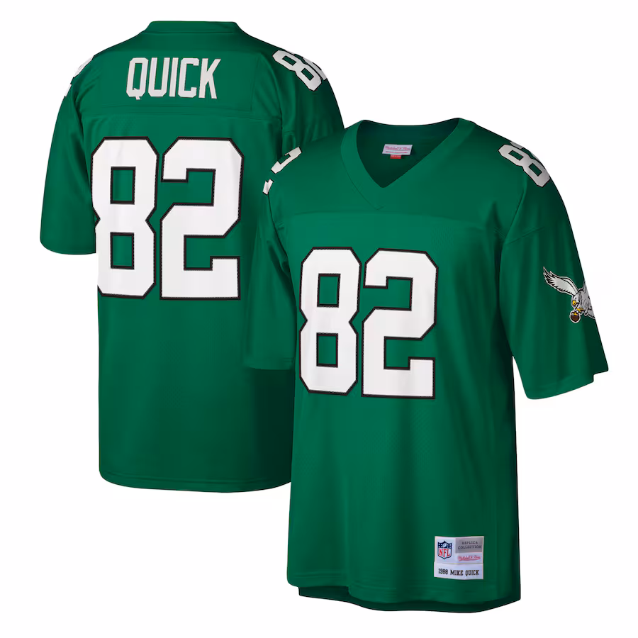 Men's Philadelphia Eagles Mike Quick Mitchell & Ness Kelly Green Legacy Replica Jersey