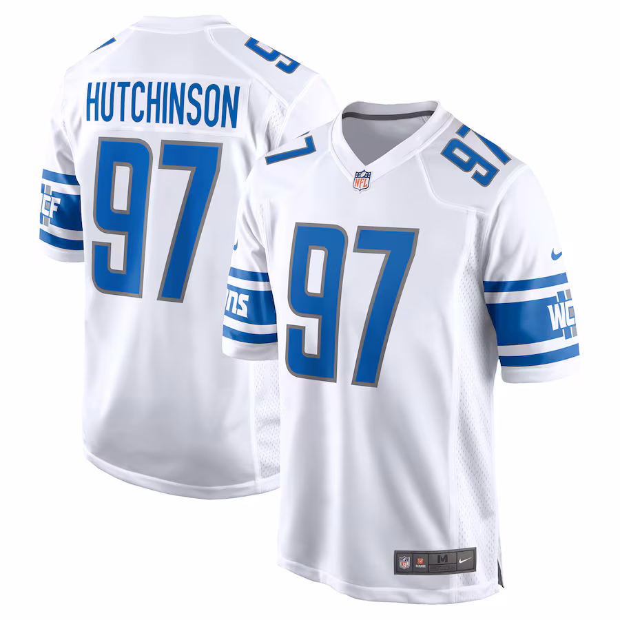 Men's Detroit Lions Aidan Hutchinson Nike White Player Game Jersey