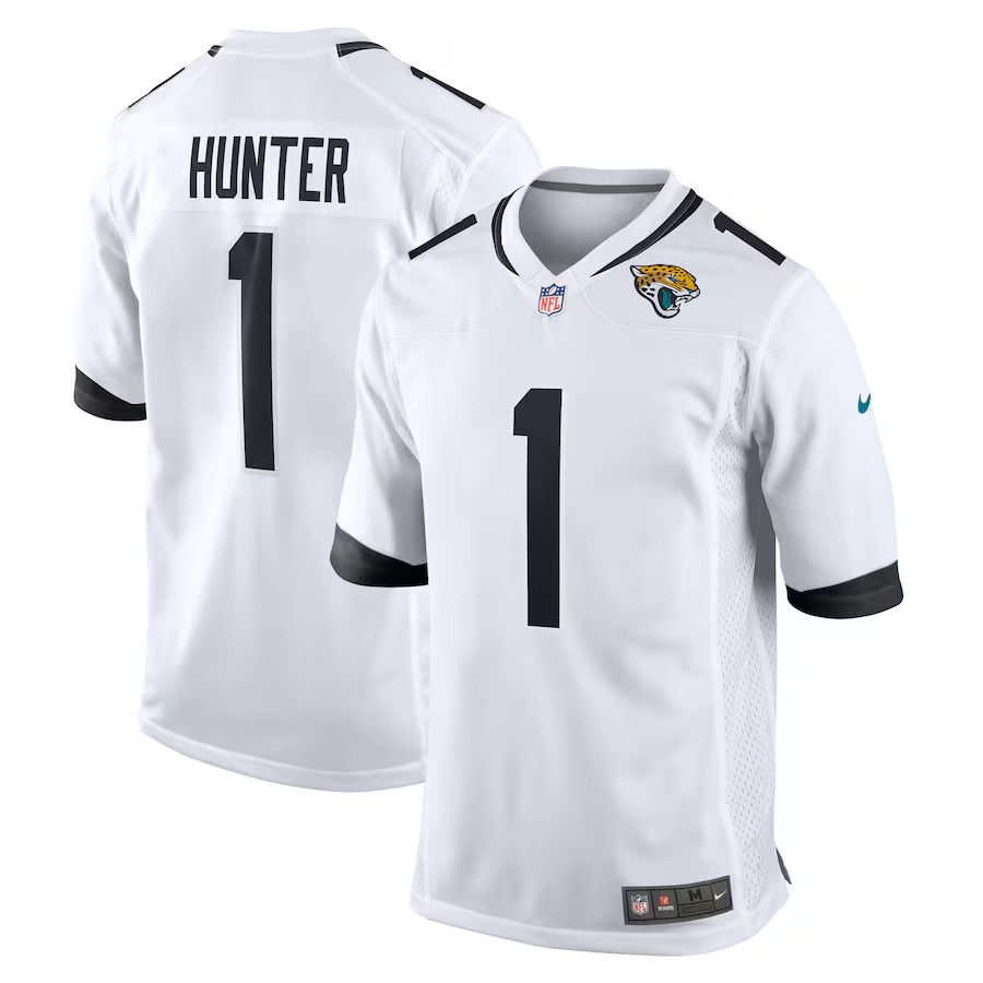 Men's Jacksonville Jaguars Travis Hunter Nike White 2025 NFL Draft First Round Pick Game Player Jersey