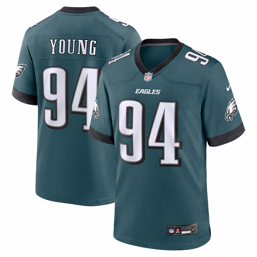 Men's Philadelphia Eagles Byron Young Nike Midnight Green Team Game Jersey