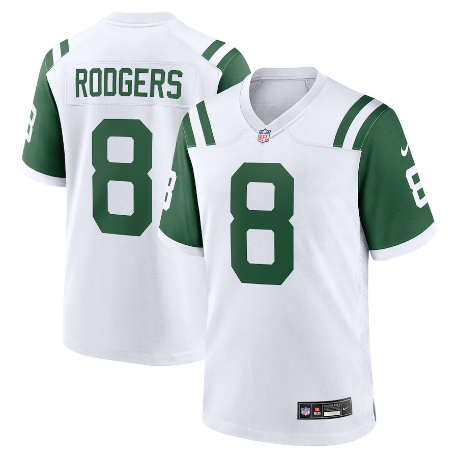 Men's New York Jets Aaron Rodgers Nike White Classic Alternate Game Jersey