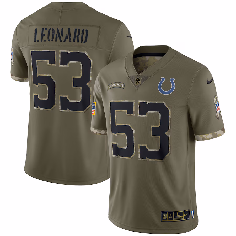 Men's Indianapolis Colts Shaquille Leonard Nike Olive Salute To Service Limited Jersey