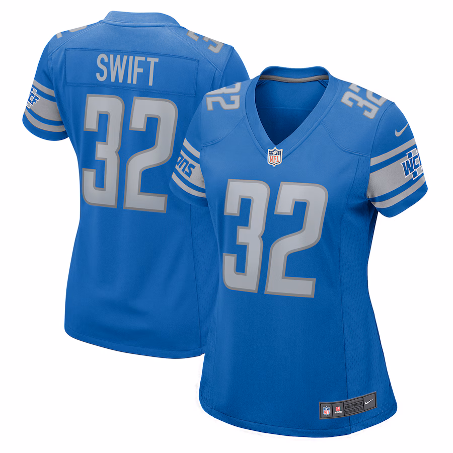 Women's Detroit Lions D'Andre Swift Nike Blue Team Game Jersey