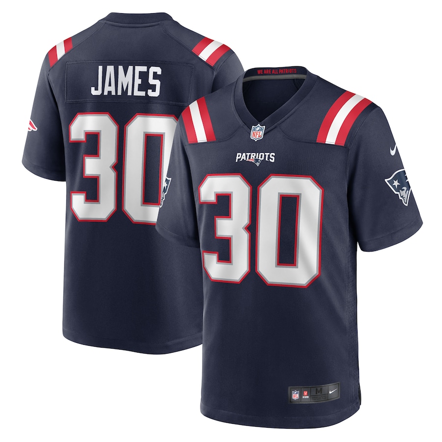 Men's New England Patriots D.J. James Nike Navy Team Game Jersey