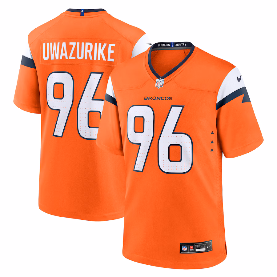Men's Denver Broncos Eyioma Uwazurike Nike Orange Team Game Jersey