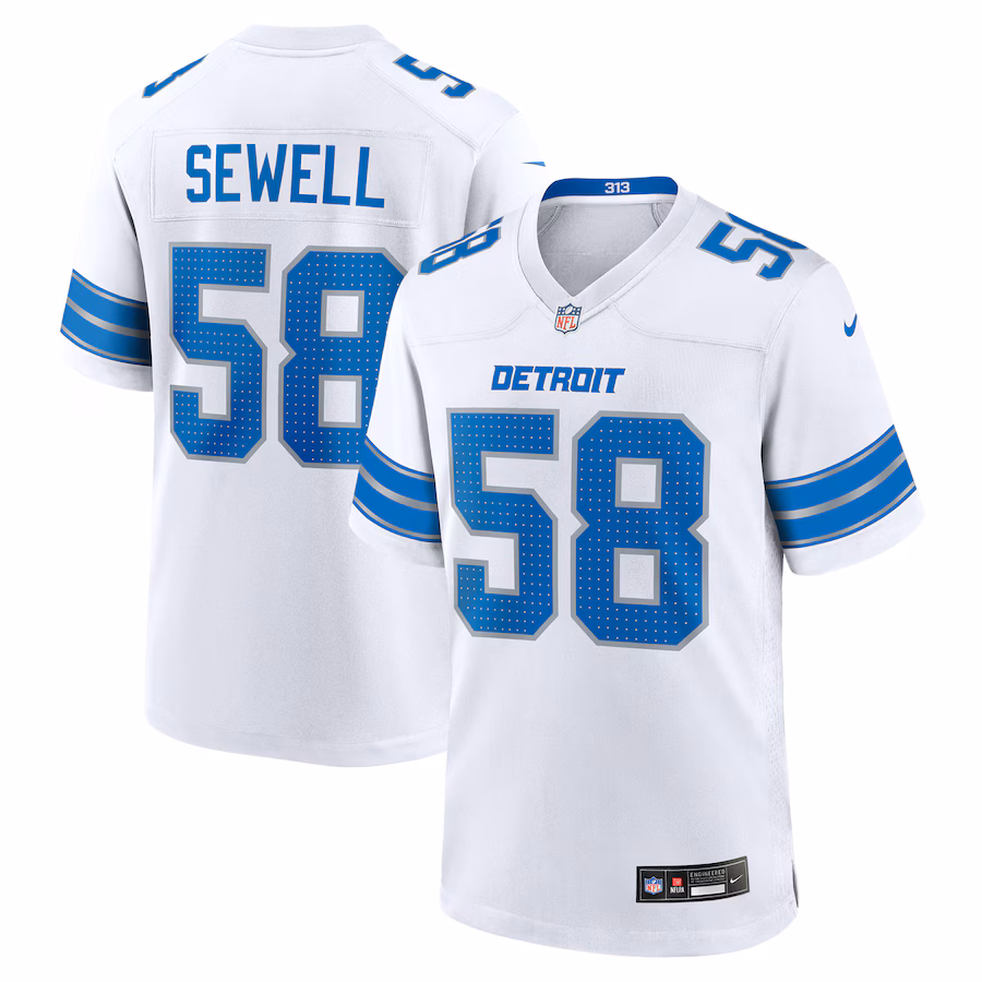Men's Detroit Lions Penei Sewell Nike White Game Jersey