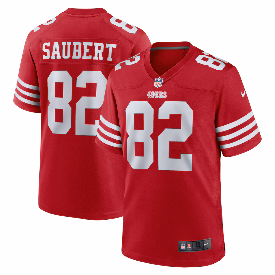 Men's San Francisco 49ers Eric Saubert Nike  Scarlet Team Game Jersey