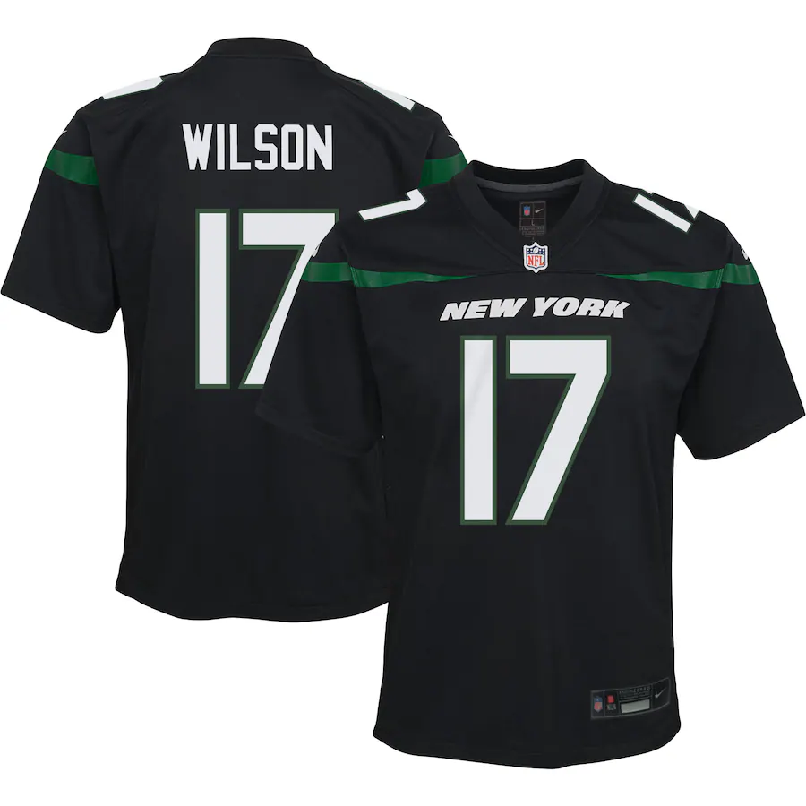 Youth New York Jets Garrett Wilson Nike Black Game Jersey
